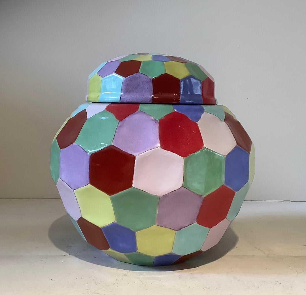 Multi-Coloured Ceramic Jar