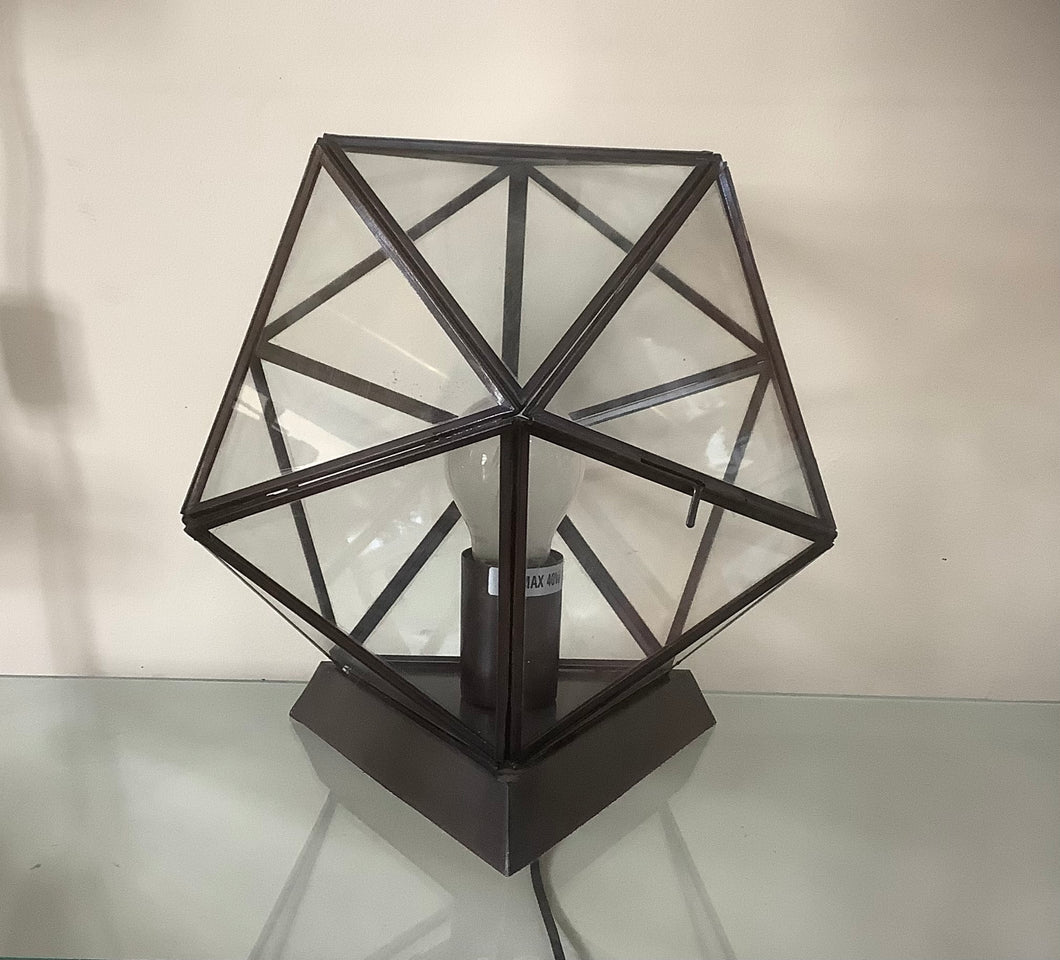 Glass & Metal Hexagon Lamp