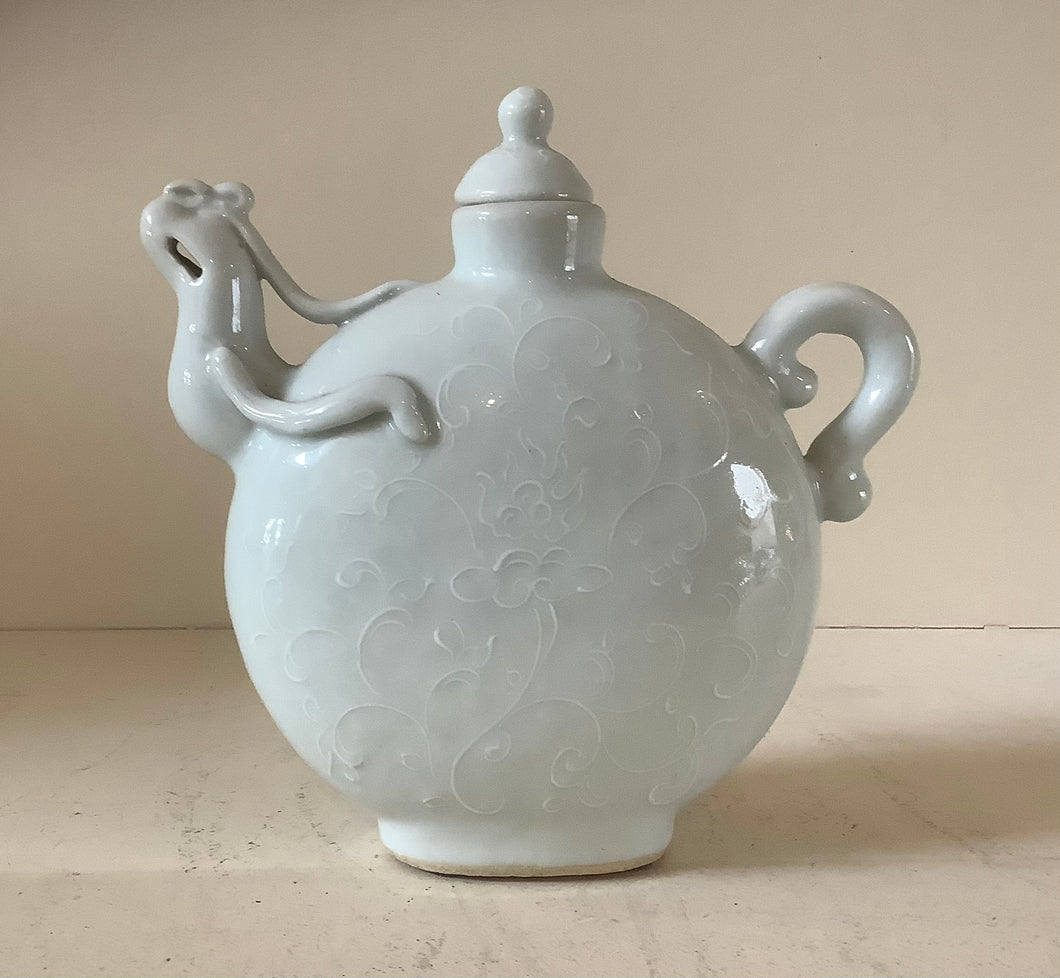 White Ceramic Jar with Handle