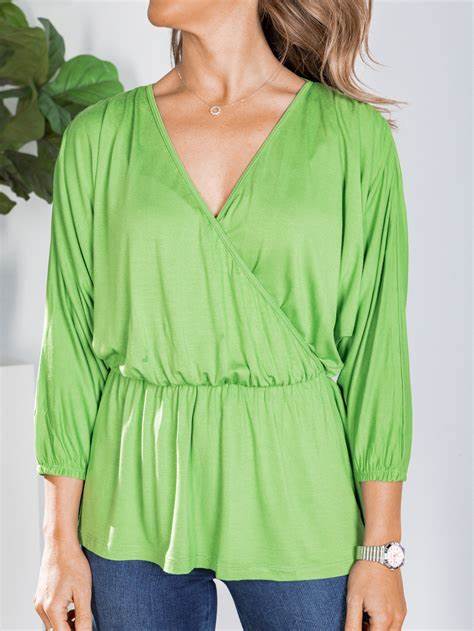 Bayeaux Wrap Top - Artichoke