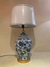 Load image into Gallery viewer, Blue &amp; White Ceramic Lamp Base and Shade
