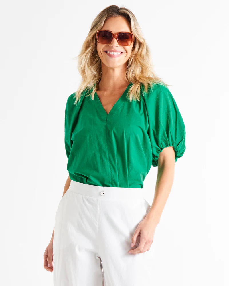 Betty Basics Juliette Blouse - Holly Green