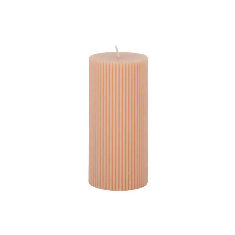 Elemental Ribbed Pillar Candle - Nude