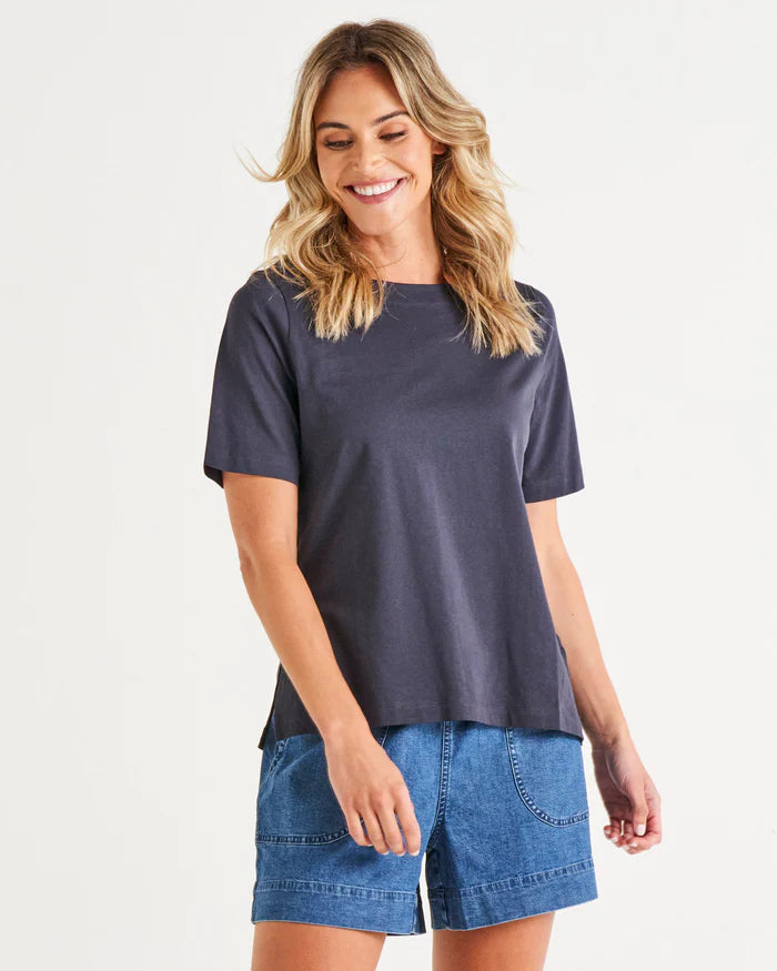 Betty Basics Rosalie Tee - Coal