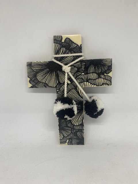 Printed Wooden Cross with PomPom