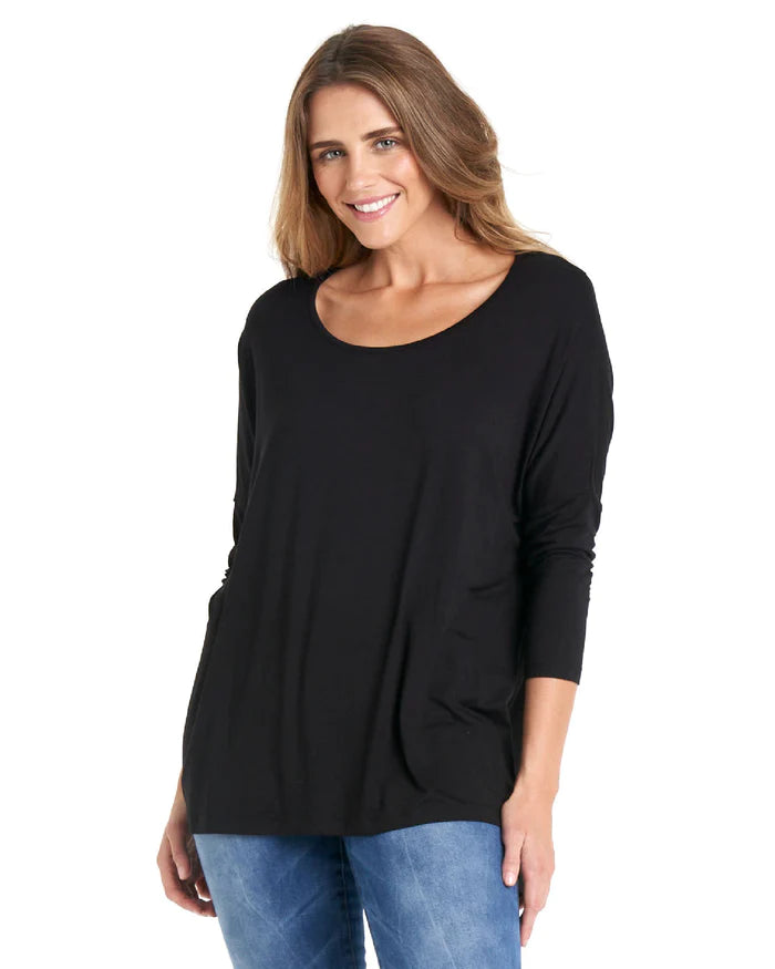 Betty Basics Milan 3/4 Sleeve Top - Black